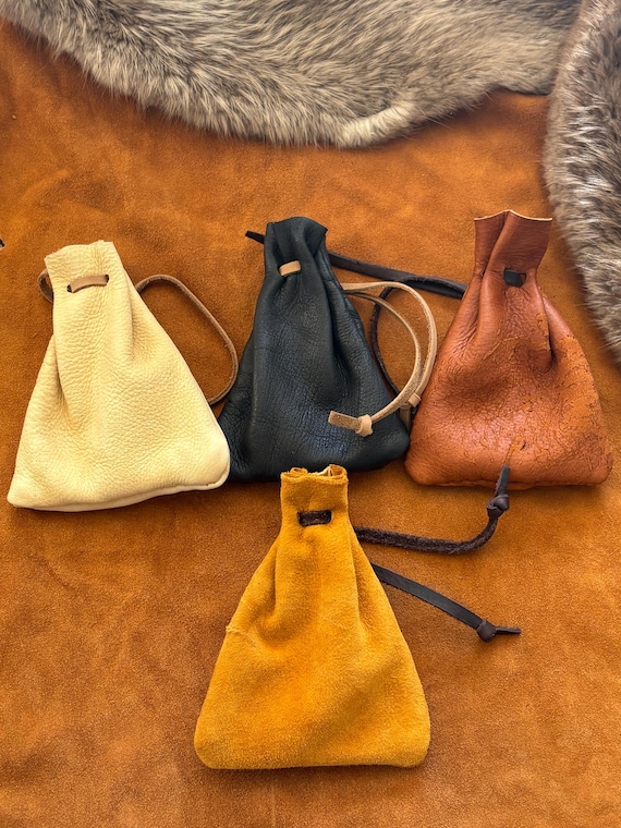 Handmade pouch's Buckskin leather pouch – Authentic Leather, each one is different