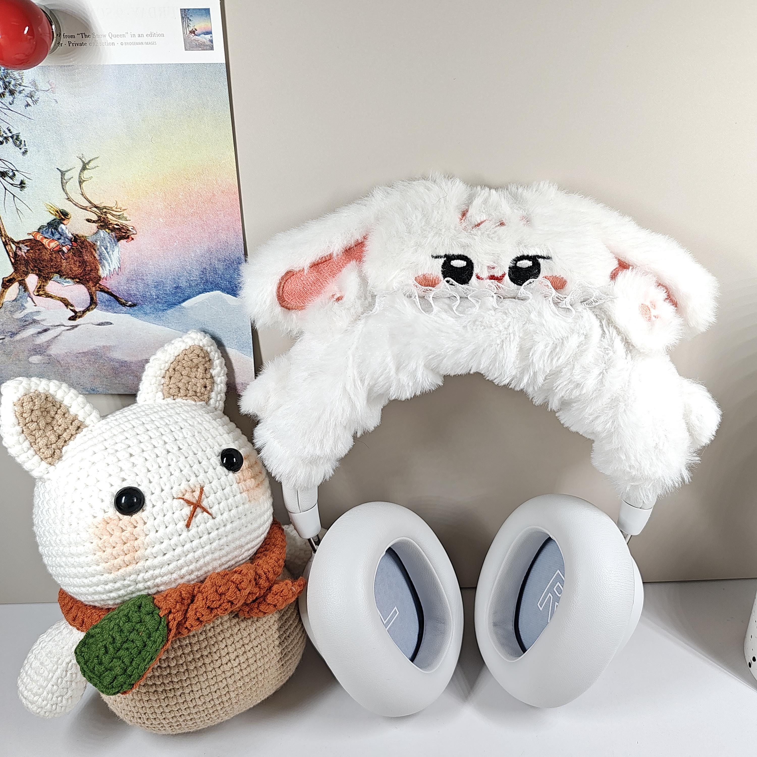 Kawaii Bunny Ear Headphone Cover – Soft Furry Rabbit Headset