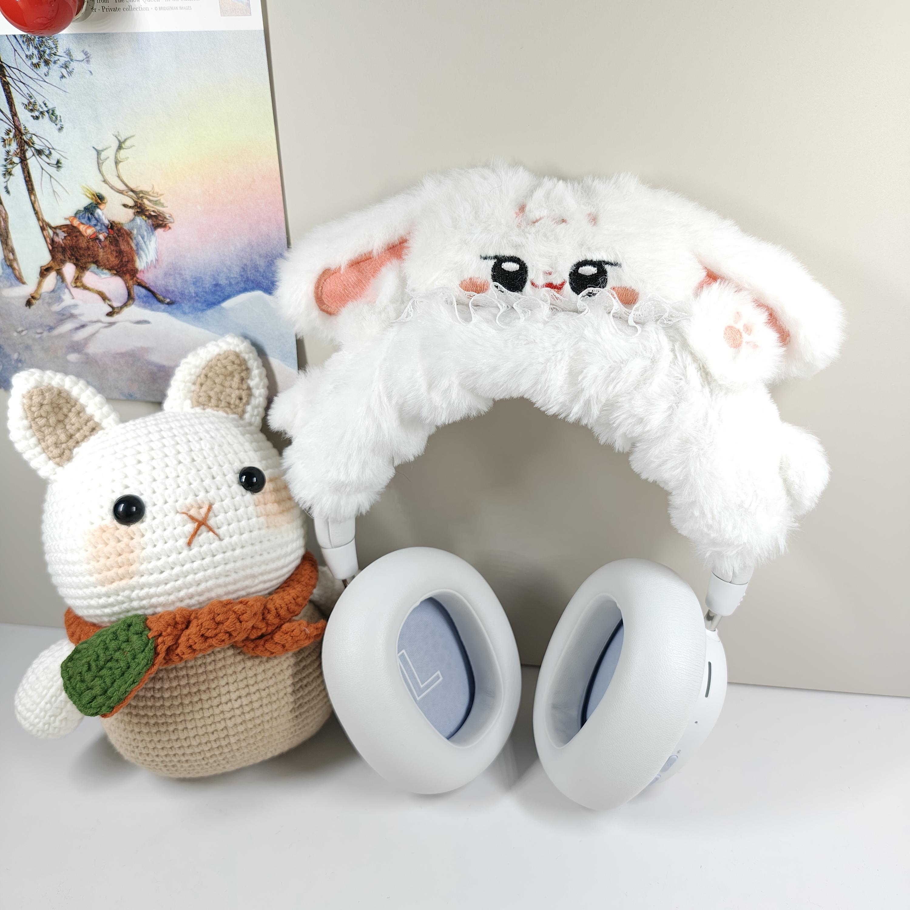 マイロちゃんヘッドアクセサリー Kawaii Bunny Ear Headphone Cover – Soft Furry Rabbit Headset