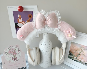 Kawaii My Melody Inspired Headphone Cover, Pink Fluffy Plush Headset cover for AirPods Max, Sony, Bose, Beats, Sennheiser, Razer, Logitech