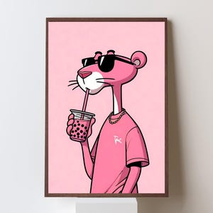 Pink Panther Poster | Pink Panther Wall Art | Retro Cartoon Aesthetic Printable Digital Download