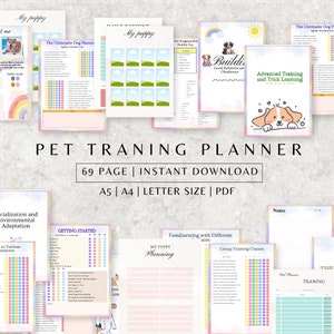 Pet Traning Planner Printable | Dog Training Planner | Puppy Training Tracker | Dog Walking | Pet Health | Socialization Checklist