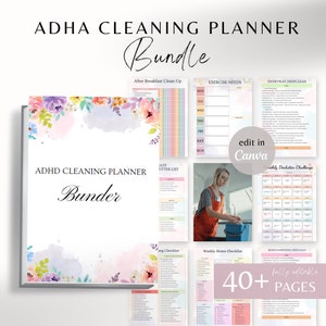 ADHS Entrümpel-Bündel | ADHA Putz-Planer-Bundle | Bearbeitbares ADHD Reinigungsplaner Bundle, druckbarer, wöchentlicher, monatlicher Reinigungsplaner