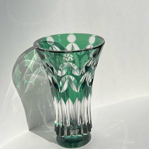 Val Saint Lambert Vase Hand Cut and Signed