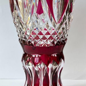 Val Saint Lambert Vase Art Deco Crystal  Diamond Shaped Cuts