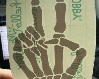 Peace Skeleton Hand Decal, Halloween Car Decal, Gift for Her/Him, Vinyl Car Decal, Window Sticker, Waterproof Car Decal, Skeleton Decal