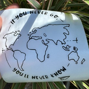 Calcomanía de mapa del mundo para coche, divertida, regalo para ella, vinilo, ventana, impermeable, portátil