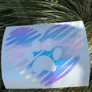 Paw Car Decal, Dog / Cat Print, Paw Print, Puppy, Car Decal, Pattern Paw, Vinyl Decal, Gift for Her, Gift for Him, Holographic Heart Print