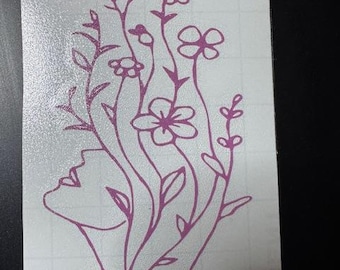 Wildflower Decal, Boho Car Decal, Gift for Her, Car Decal for Women, Wildflower sticker, Waterproof Decal, Laptop Decal
