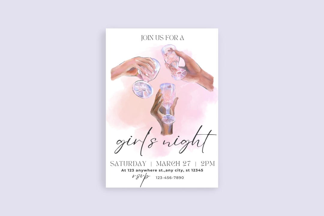 Cocktails Girls Night Out Invitation | Canva Template | Invitation ...