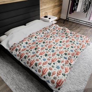 Gemütliche Kaktus Decke, Südwesten Decke, Wüstendecke, Sukkulente Wohnkultur, Warme Plüschdecke, Housewarming Geschenk, Hochzeitsgeschenk