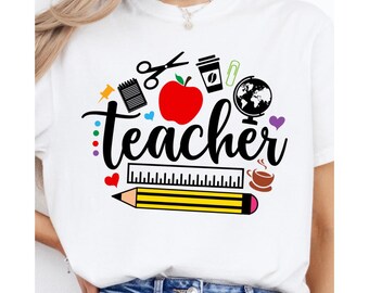 Teacher- pencil,apple,globe
