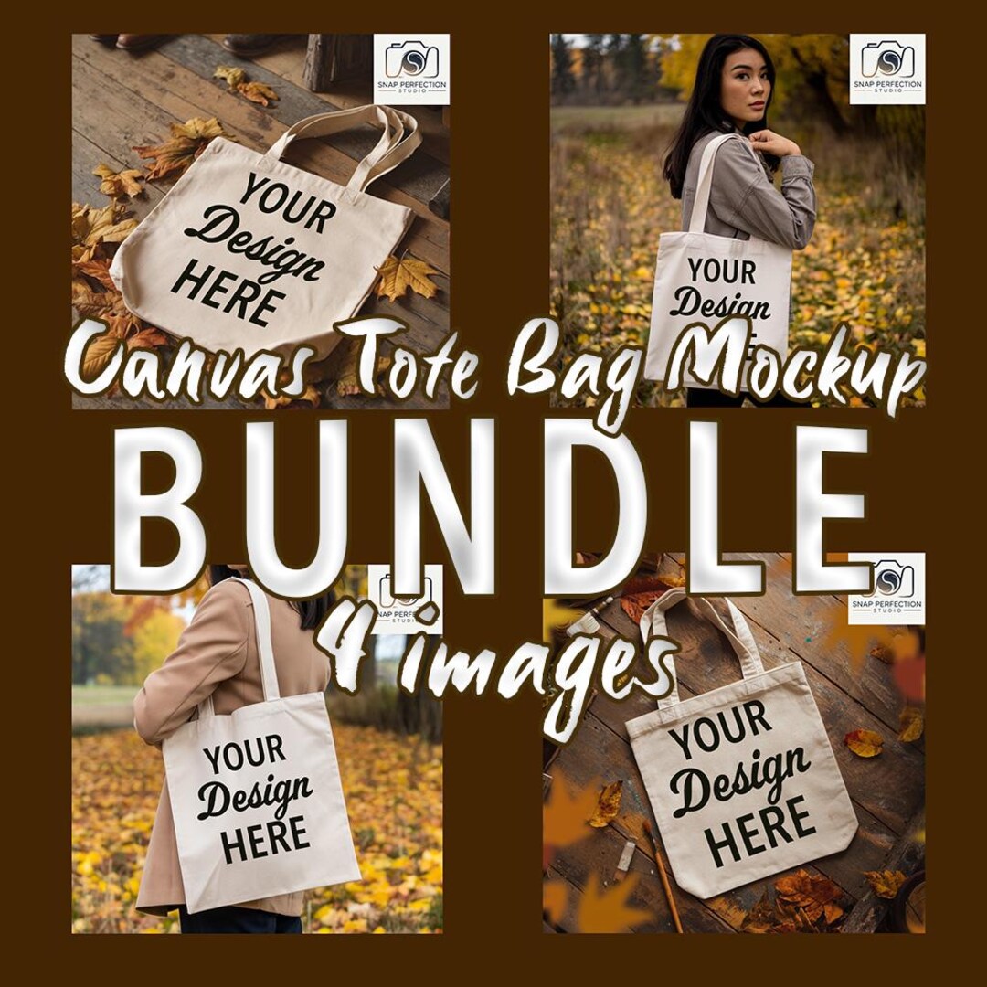 Tote Bag Mockup Bundle Model Mockup Canvas Tote Bag Fall Mock up Candy ...