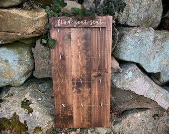 12 Table Find Your Seat Board Seating Chart with twine and clips