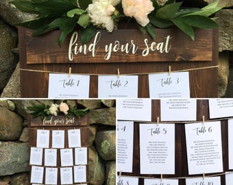 20 Table Find your seat seating chart board rustic seating sign wood