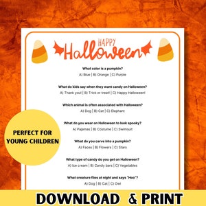 Easy Halloween Quiz, Halloween Trivia, Halloween Party Games Printable, Halloween Game For Kids Teens Adult, Halloween Quiz Classroom