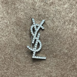 Yves Saint Laurent Wonderful Vintage Silver Tone With Stones Brooch Good Condition 90s
