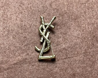 Yves Saint Laurent Wonderful Vintage Gold Tone Brooch Good Condition 90s