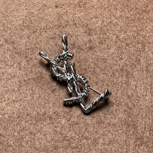 Yves Saint Laurent Wonderful Vintage Silver Tone Brooch Good Condition 90s