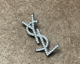 Yves Saint Laurent Wonderful Vintage Silver Tone With Stones Brooch Good Condition 90s