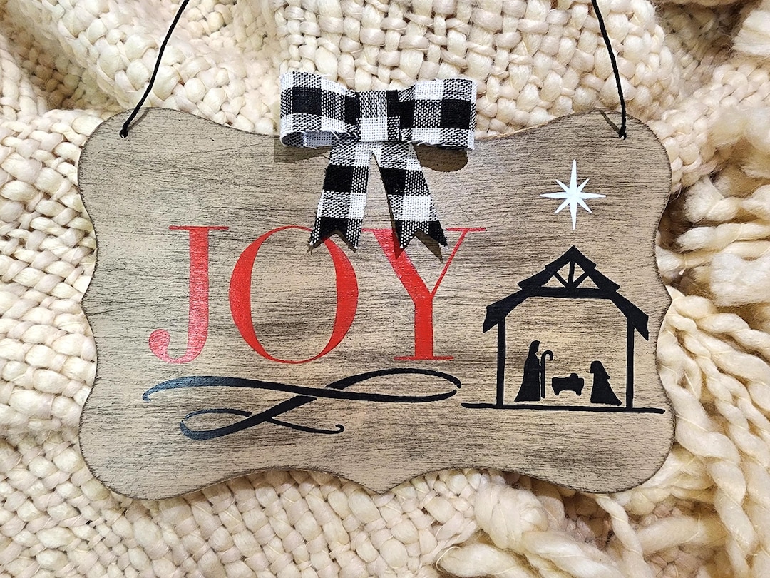 JOY Christmas Nativity Wooden Sign Decor - Etsy