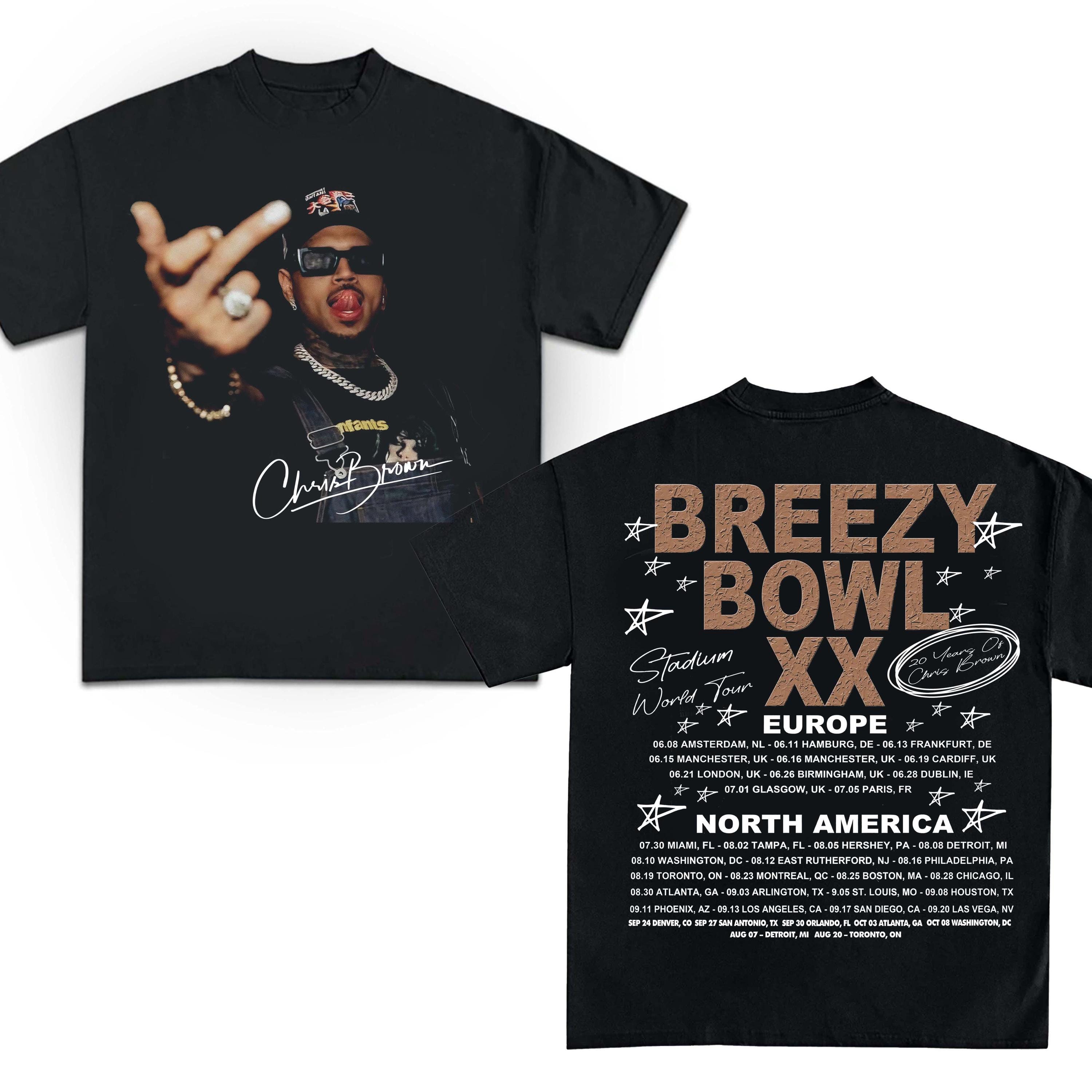 クリス・ブラウン ミドルフィンガー Tシャツ クリス・ブラウン ブリージーボウル XX ツアー 2025 Tシャツ クリス・ブラウン シャツ ミドルフィンガー Tシャツ ツアー 2025
