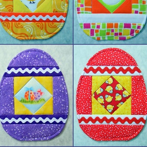 PDF: Egg-cellent Mug Rug, Egg Oval Coaster, Paper Pieced Quilt Pattern, Happy Spring, Easter Basket, Breakfast, Mini Quilt, FPP image 2