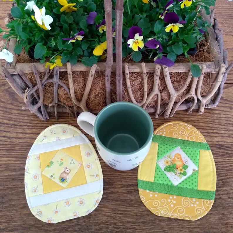 PDF: Egg-cellent Mug Rug, Egg Oval Coaster, Paper Pieced Quilt Pattern, Happy Spring, Easter Basket, Breakfast, Mini Quilt, FPP image 4