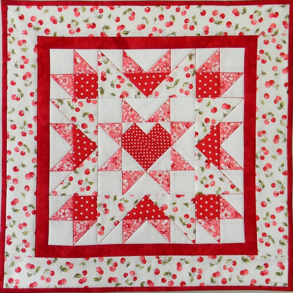 PDF: 4 Designs, Joyful Heart Quiltlet, Fat Quarter Friendly, Paper Pieced Quilt Pattern, Mini Wall Hanging, Table Topper