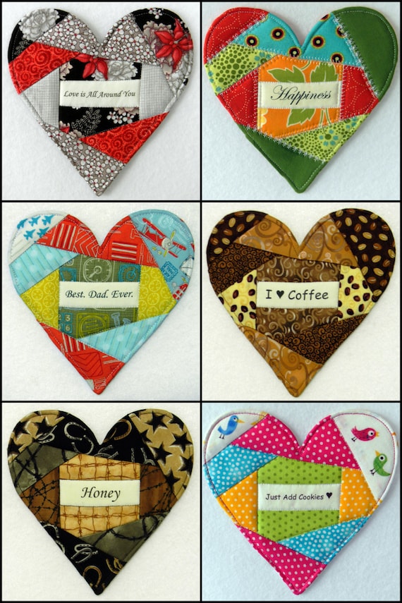 PDF: Heart Mug Rug, 58 Love Notes, PLUS Bonus Christmas Sayings, Thanksgiving Messages, Paper Pieced, FPP, Quilt Pattern, Holiday Table Mat