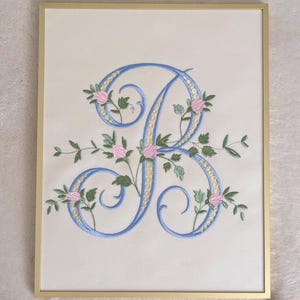 Embroidered Floral Vine Monogram: Custom Nursery Wall Art
