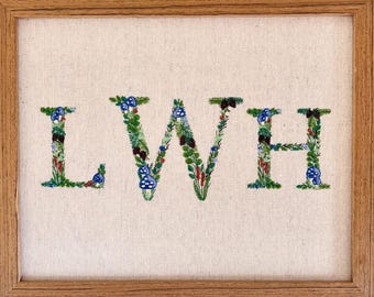 Embroidered Forest Monogram Initials: Custom Baby Boy Nursery Decor