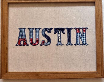 Custom Cowboy Embroidered Name Sign: Western Nursery Wall Decor