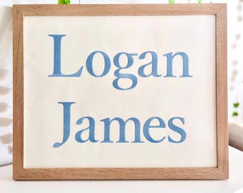 Embroidered Nursery Name Sign, Custom Baby Room Decor