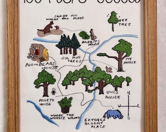 Embroidered 100 Acre Wood Map, Winnie the Pooh Nursery Decor