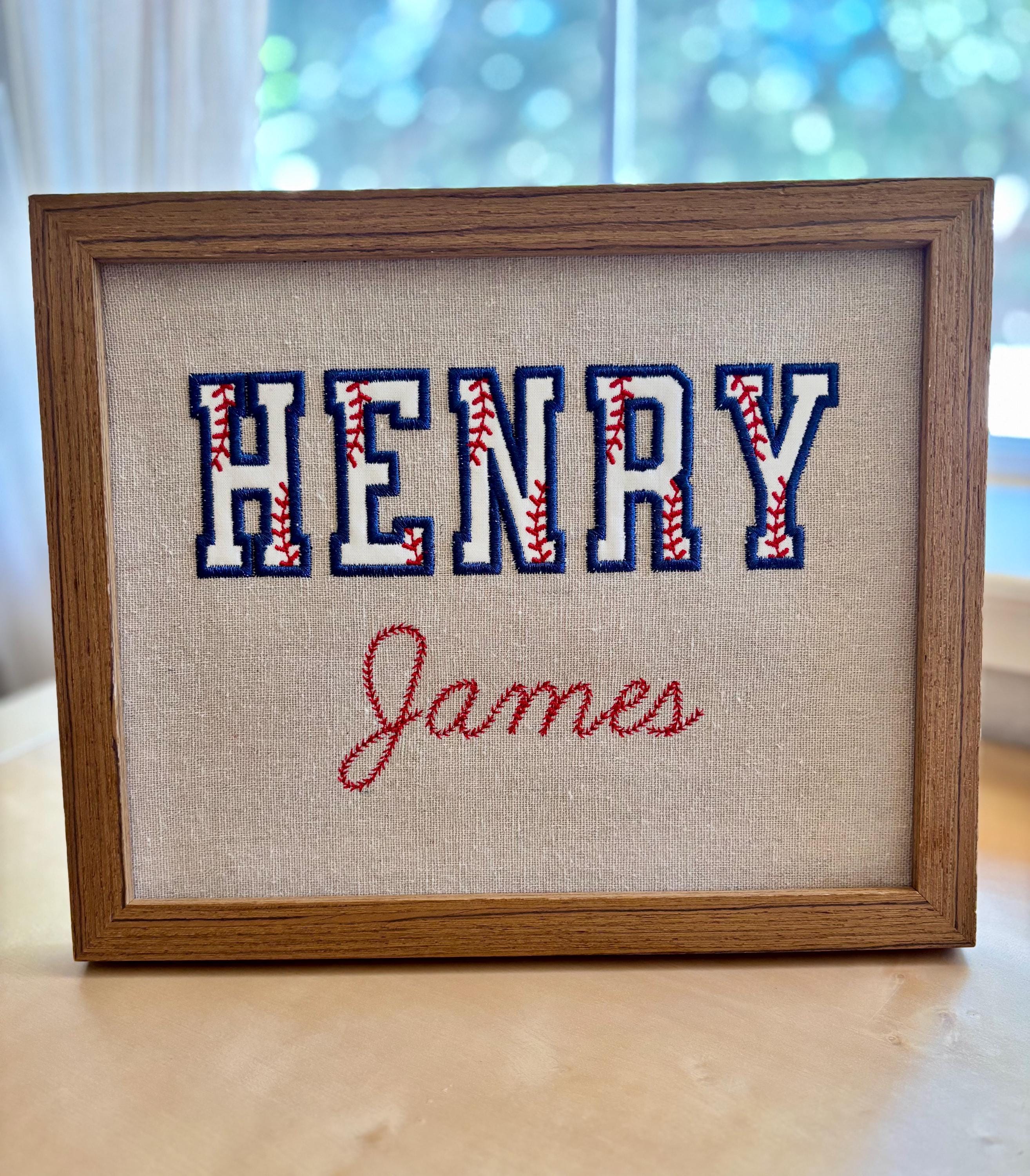 Personalized Baseball Name Sign • Embroidered Varsity Letters, Nursery ...