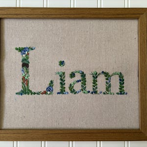 Arte personalizado con nombre de bosque, decoración de pared bordada para bebé niño, decoración de habitación infantil, regalo personalizado para baby shower, arte de pared para dormitorio infantil, regalo para recién nacido