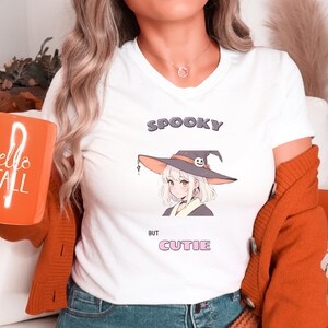 Spooky But Cutie Halloween Grafik-T-Shirt | Herbst-Saison gemütliche Vibes Tee | 90er y2k Hexen Oversized Shirt | Bequemes weiches Unisex Baumwollgeschenk