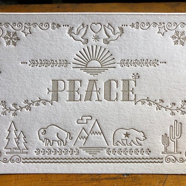 10 Letterpress Peace Cards - A2 size