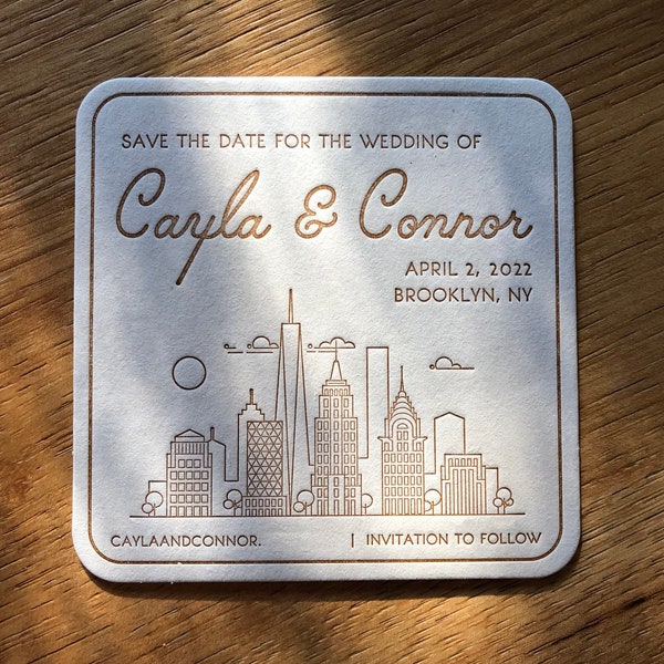 Save the date coasters - letterpress