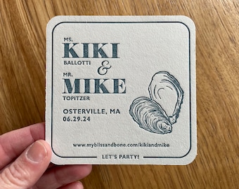 Save the Date letterpress coasters