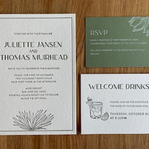 Agave letterpress wedding invites