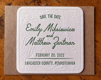 Topo letterpress coasters