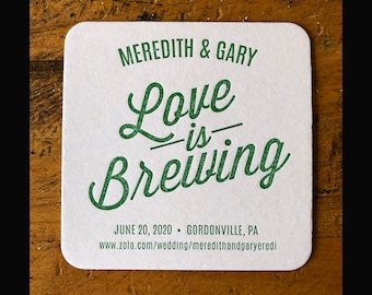 Save the Date letterpress coasters - CUSTOMIZED