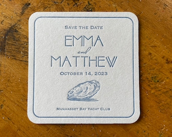 Save the Date letterpress coasters