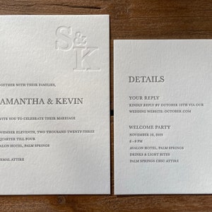 Minimal letterpress wedding invites