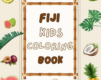 Travel Fiji Kids Fruits Coloring Book. Coloring Book for Kids. Travel Coloring Pages. Kids Coloring Pages. Activities for Kids. Printable.
