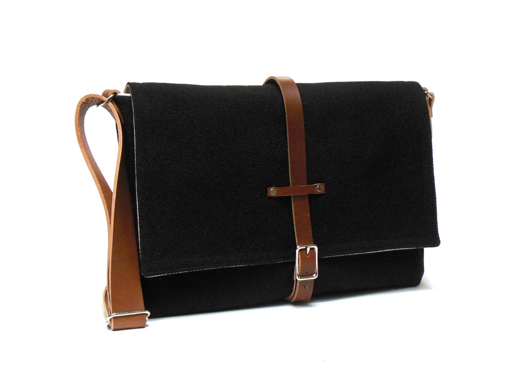 Macbook Air Messenger Bag Black Etsy