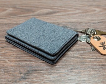 Wallet -  gray wool tweed