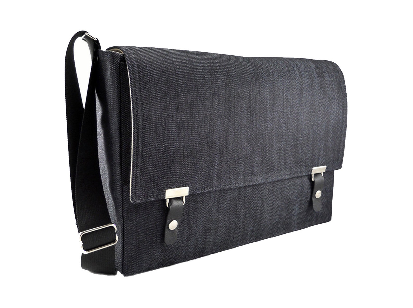 17 Laptop Messenger Bag Dark Blue Denim Etsy
